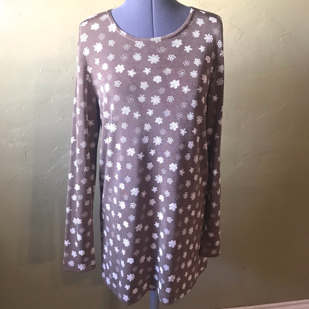 Francine Browner Brown Floral Longsleeve S…